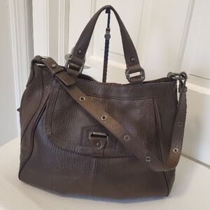 Perlina Baily Brown Pebble Grain Leather Tote/Shoulder Bag Classic Business Cas.